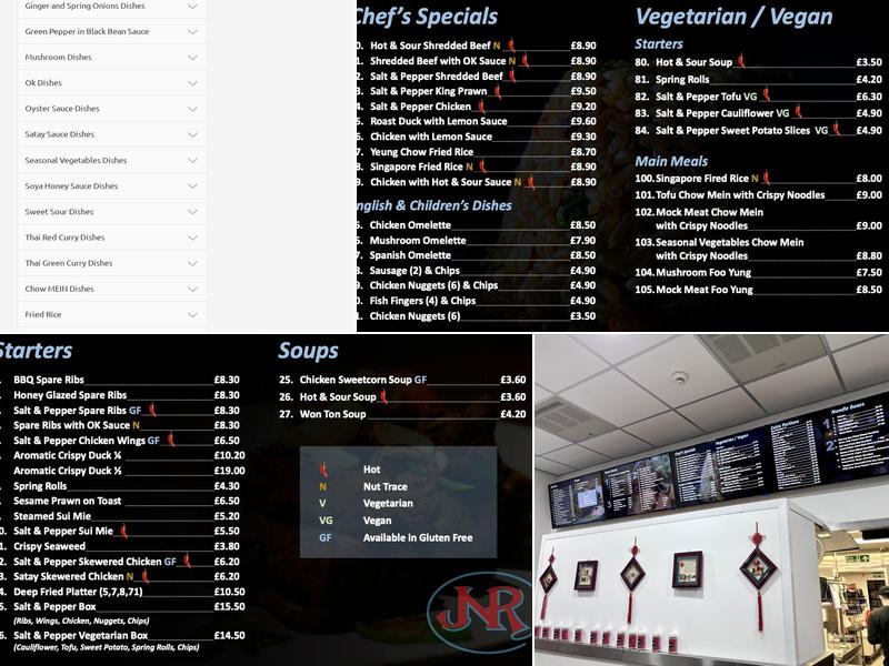 Jenirics Chapelford Menu