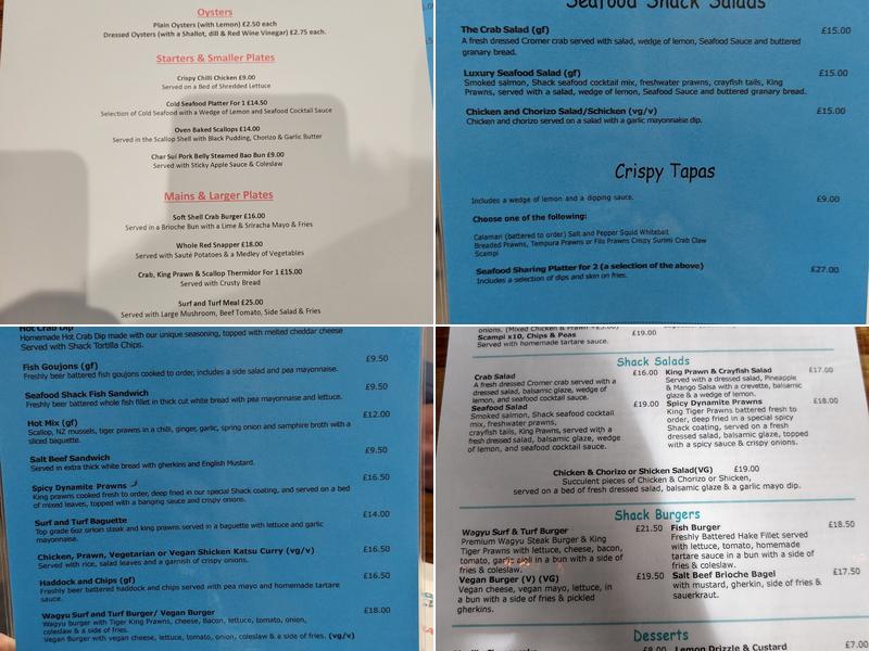 The Seafood Shack Menu