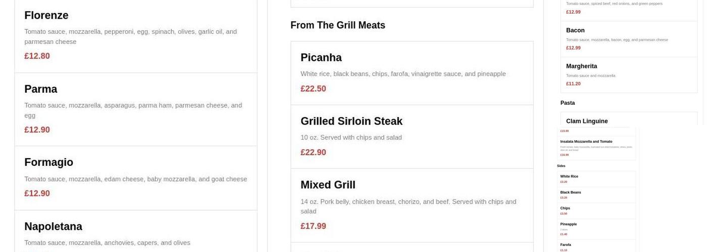 Pizzeria Baleal Menu