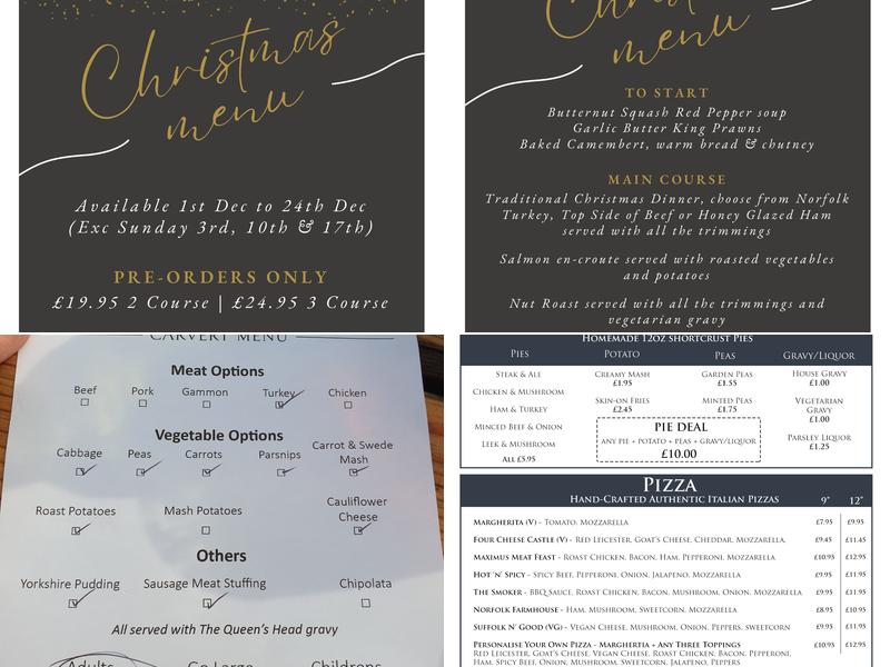 The Queen's Head Menu