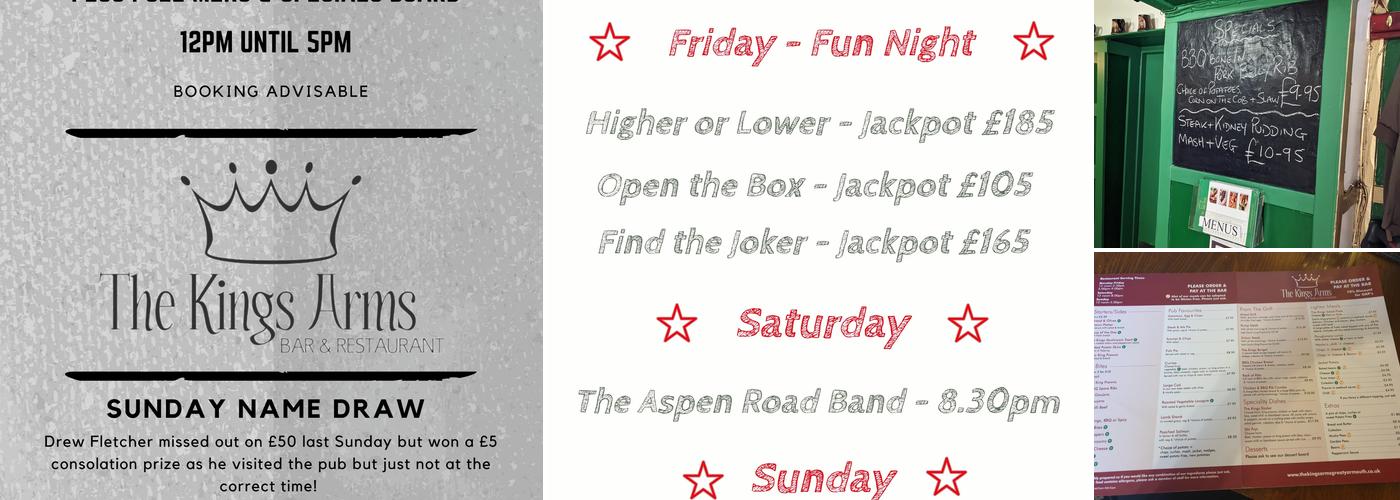 The Kings Arms Great Yarmouth Menu