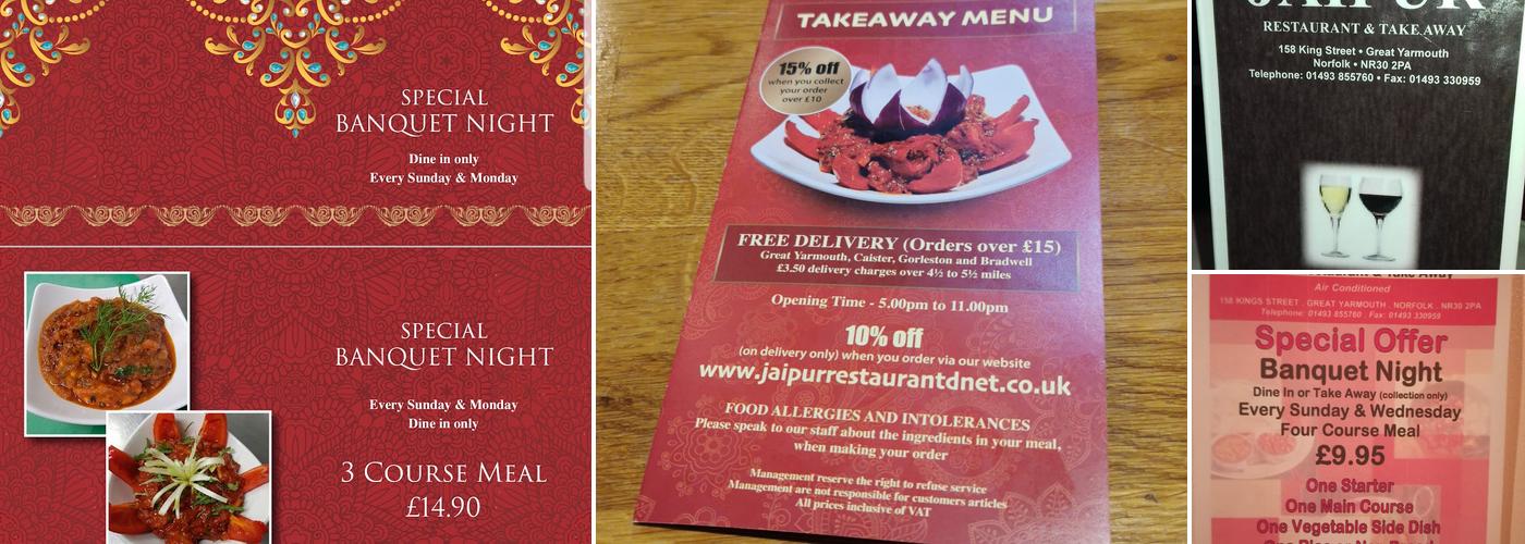 Jaipur Restaurant Menu