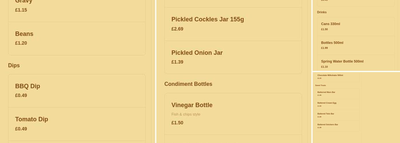 Lichfield Chippy Menu