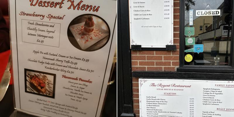 Regent Restaurant Menu