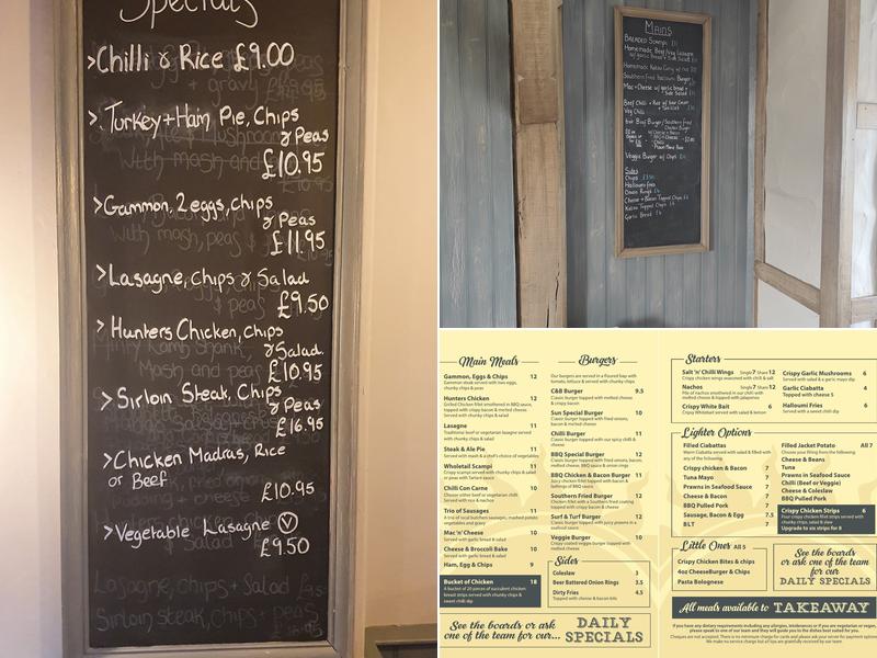 The Sun Inn Menu