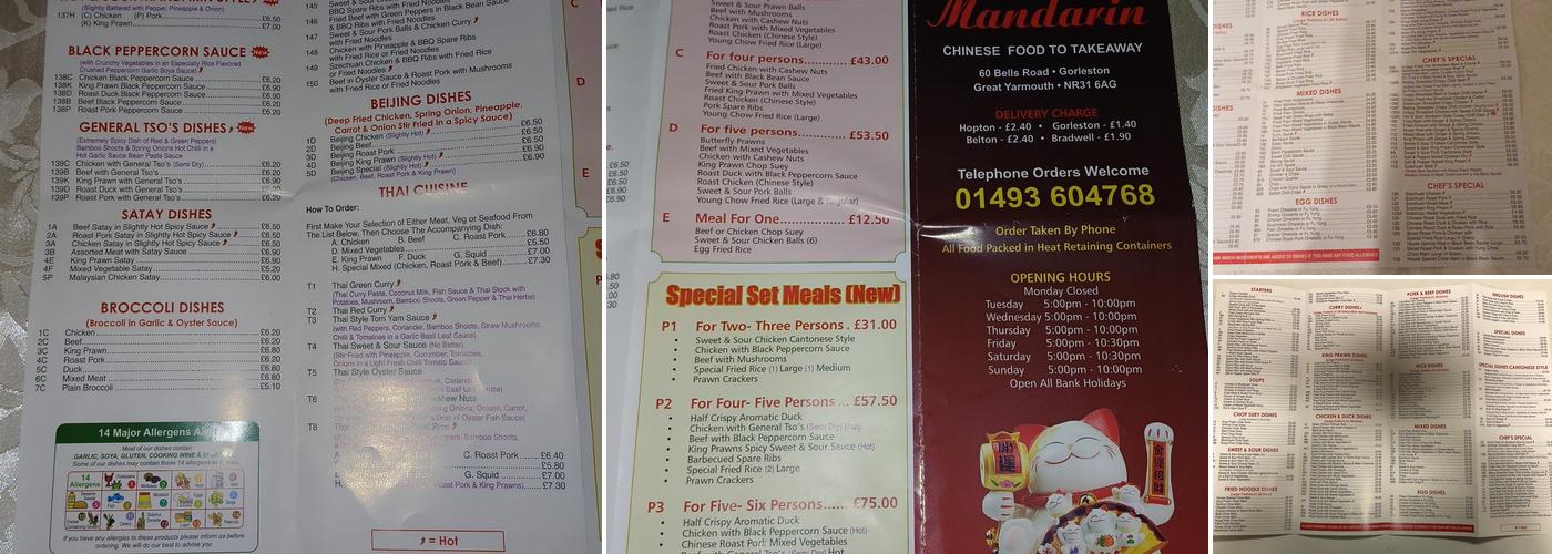 Mandarin Menu