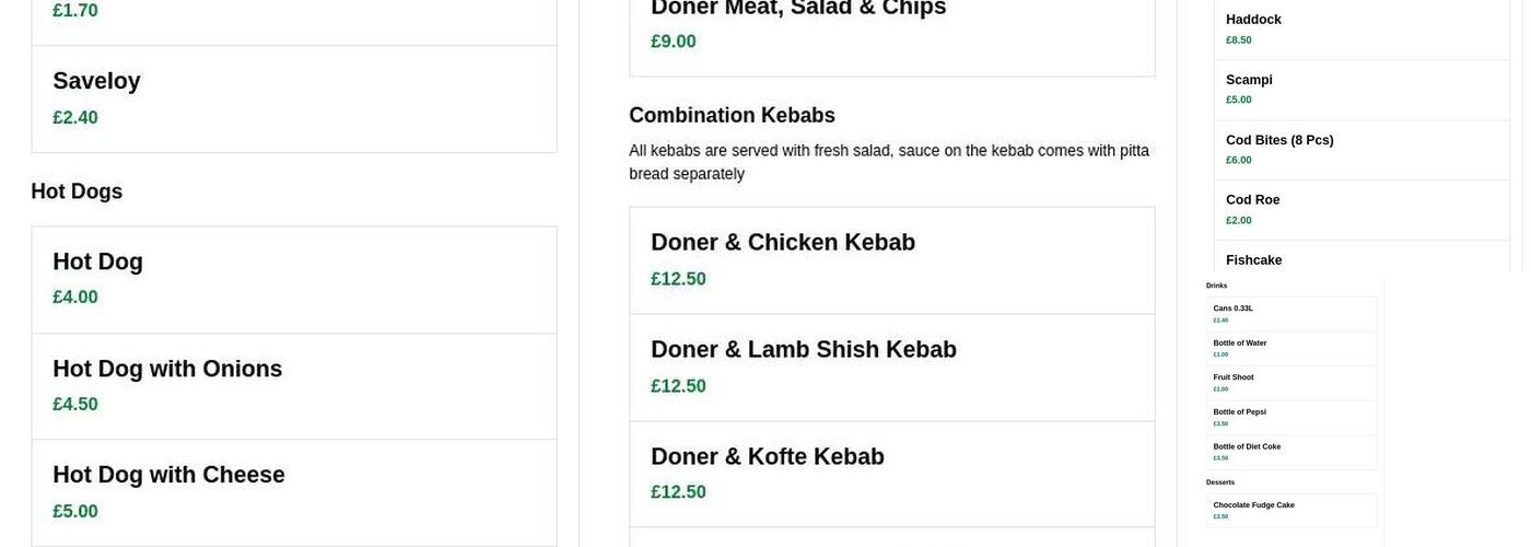 Belton Kebab House Menu