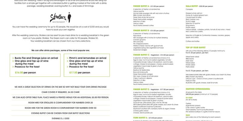 Strollers Restaurant Menu