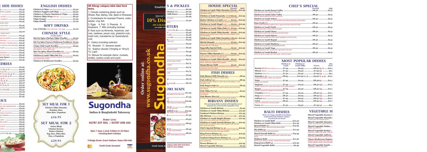 Sugondha Menu