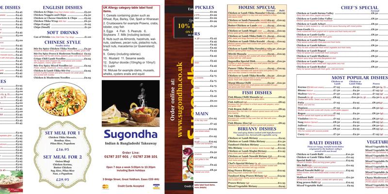 Sugondha Menu