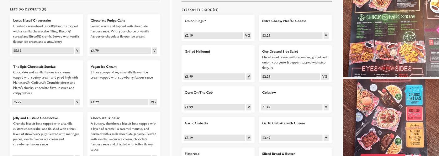The Travellers Rest Menu
