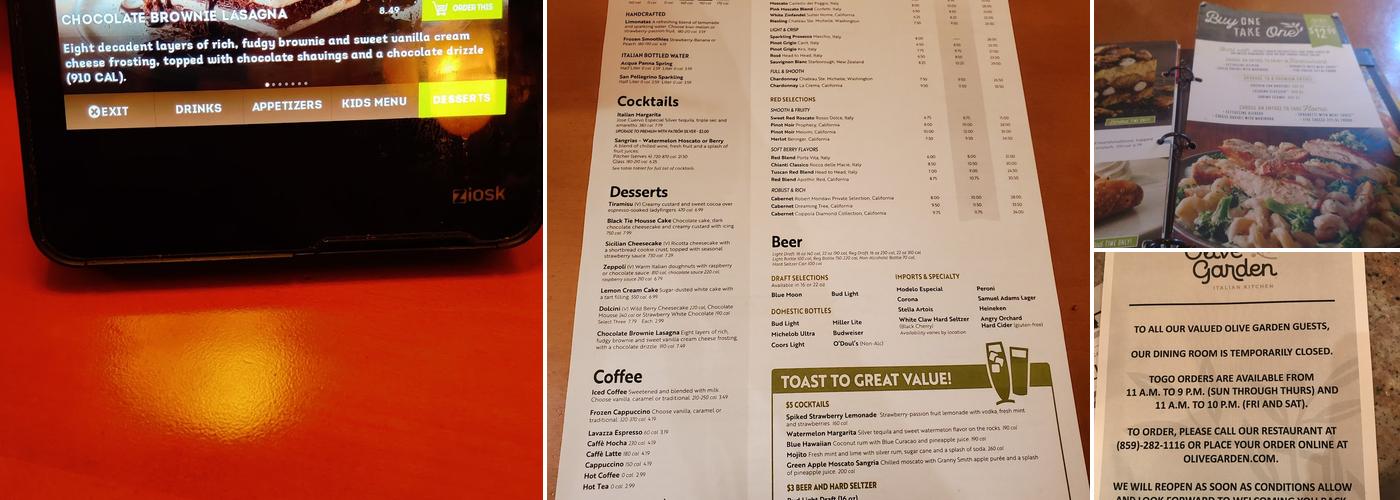 Olive Garden Italian Restaurant Menu