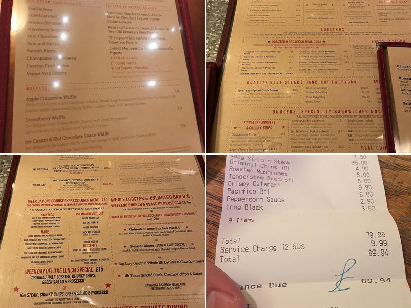 Big Easy Restaurant - Bluewater Menu