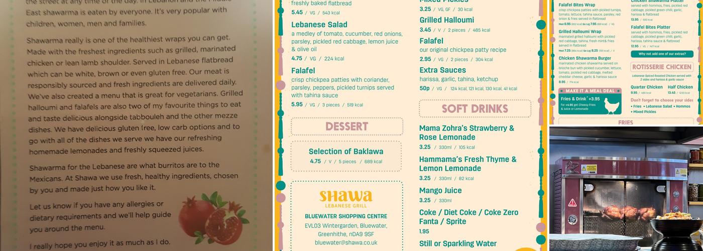 Shawa Lebanese Grill Menu
