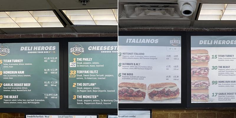 Subway Menu
