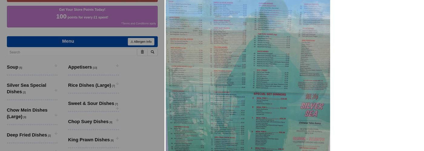 Silver Sea Chinese Menu