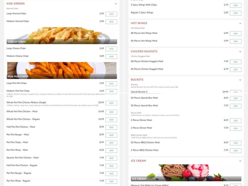 Galley Hill Peri Peri Menu