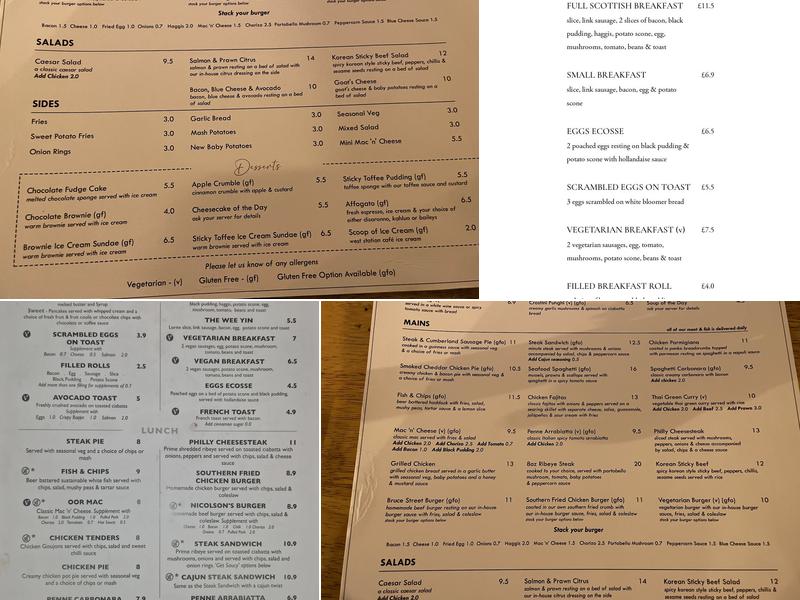 One Bruce Street Bar & Kitchen Menu