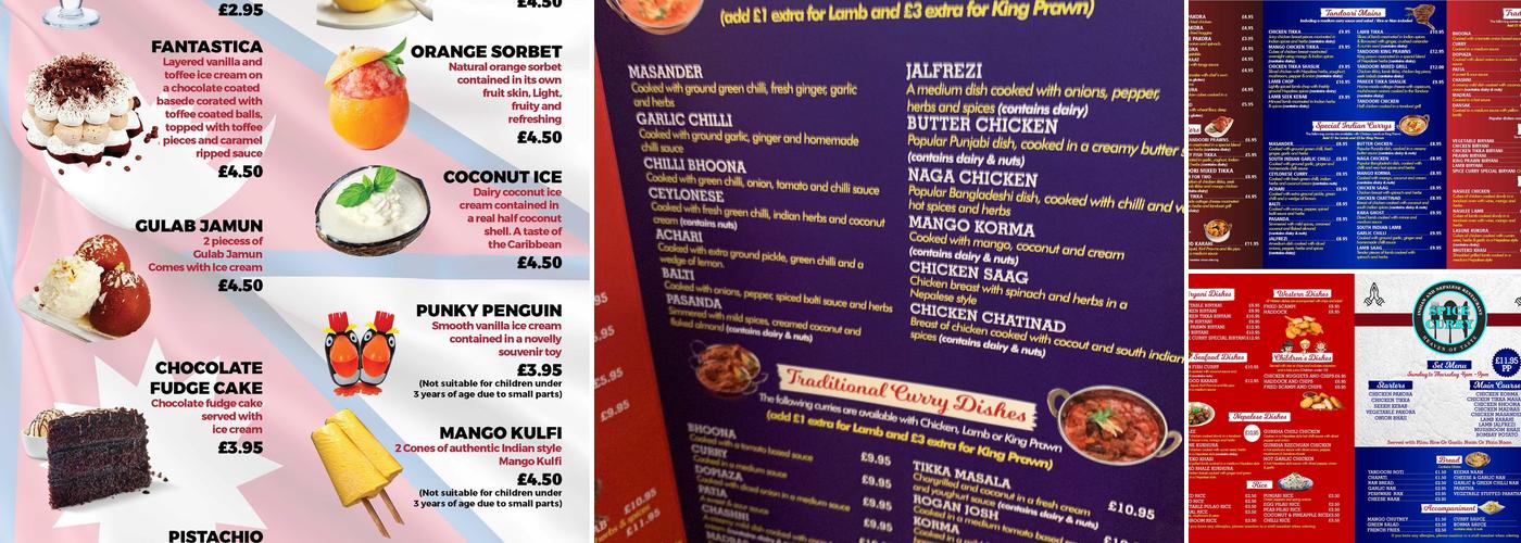 Spice Curry Greenock Menu