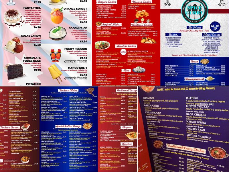 Spice Curry Greenock Menu