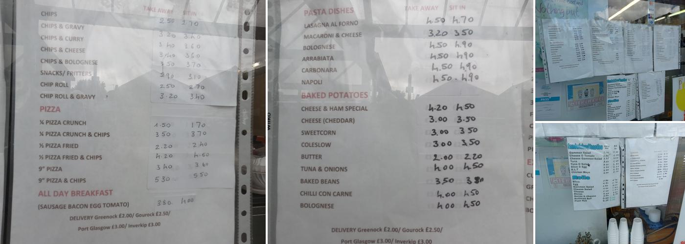 Quincy's Fast Food Menu