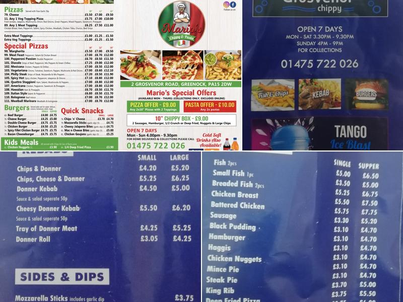 Mario’s Italian Fish & Chip Shop Menu