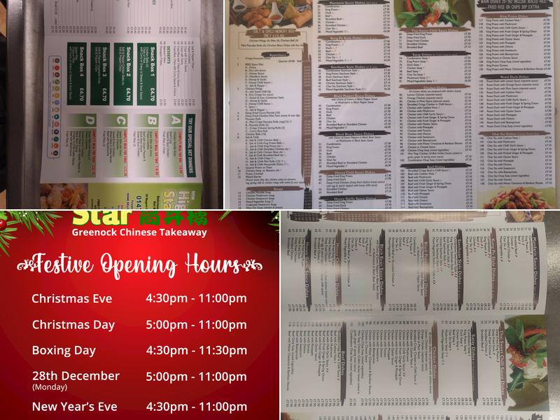 Highland Star Chinese Take Away Menu
