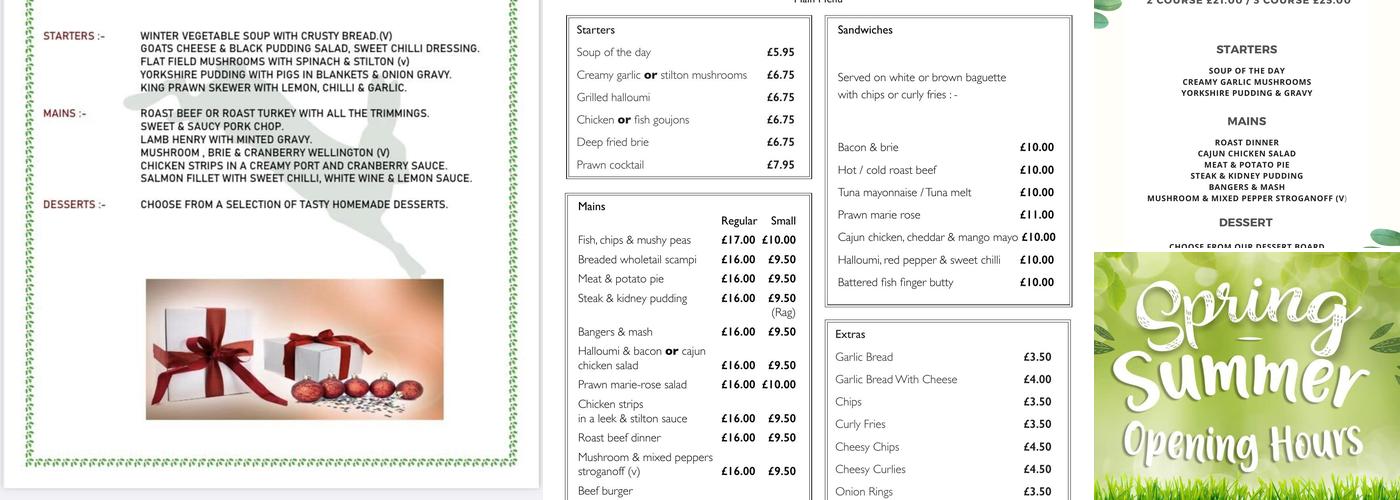 The Spring Rock Inn Menu