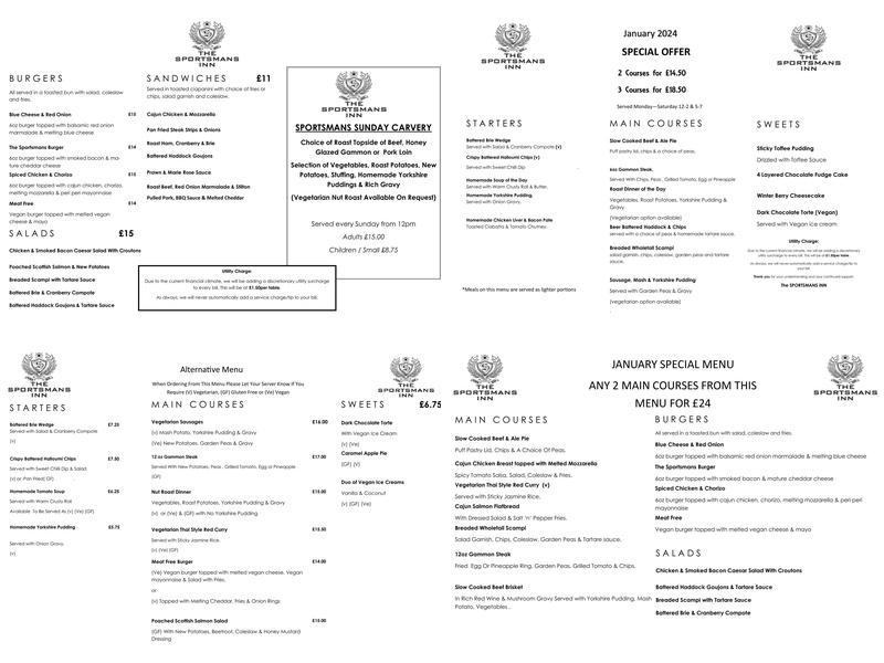 Sportsmans Inn Menu
