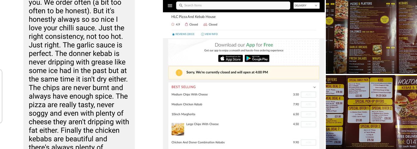 HLC PIZZA & KEBAB HOUSE Menu