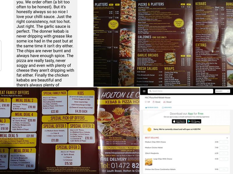 HLC PIZZA & KEBAB HOUSE Menu