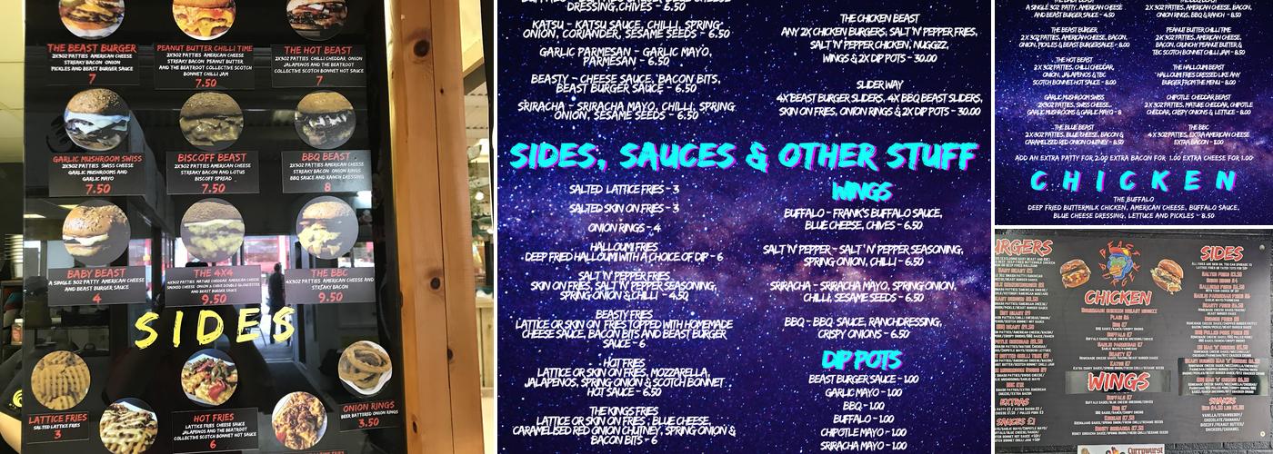 Beast Burger Menu