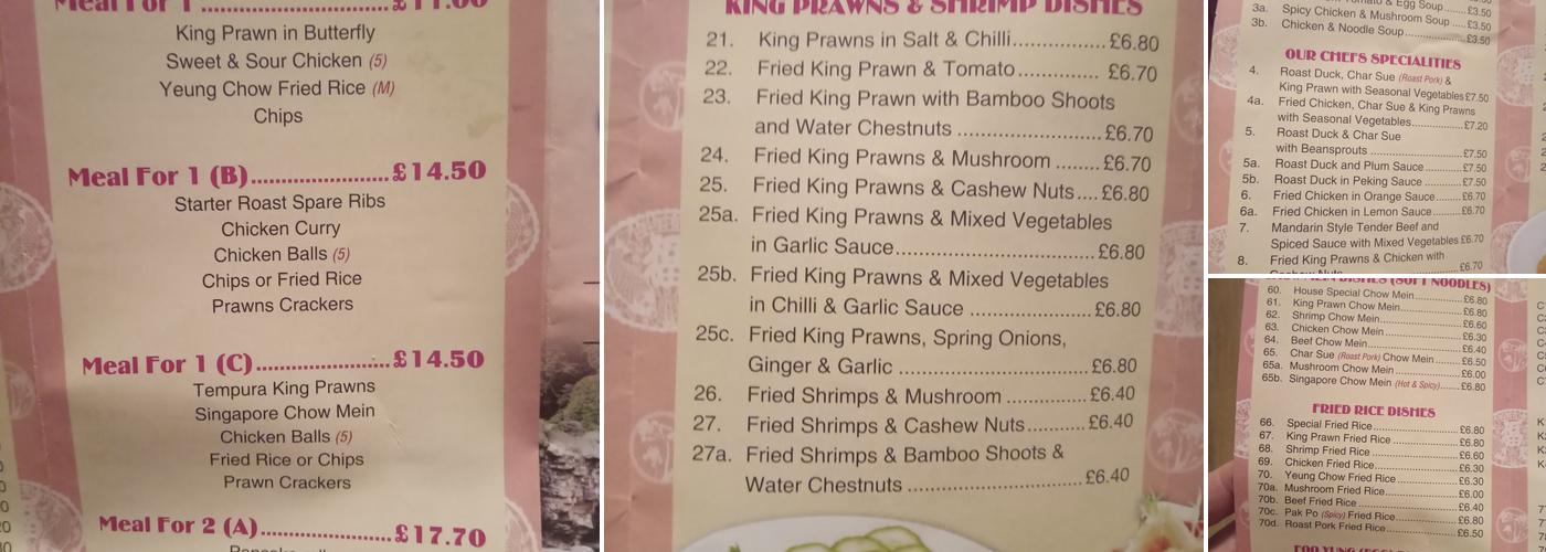 Willows Chinese Menu