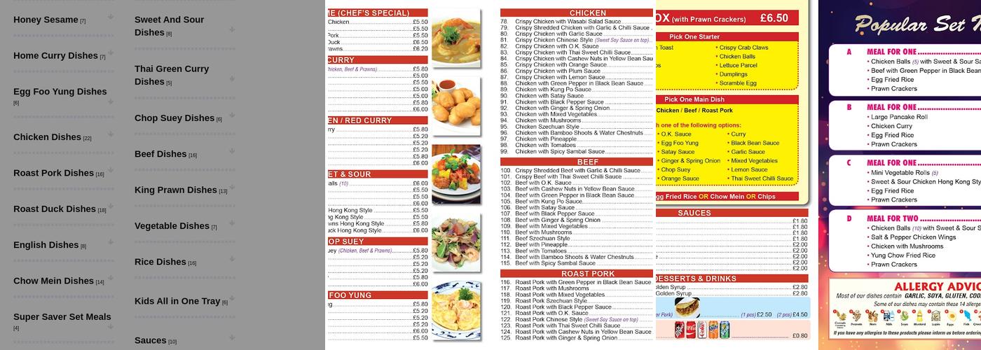 Sun Fung House Chinese & English Takeaway Menu