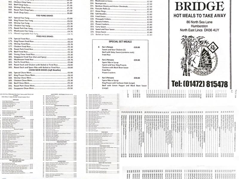 Golden Bridge Menu