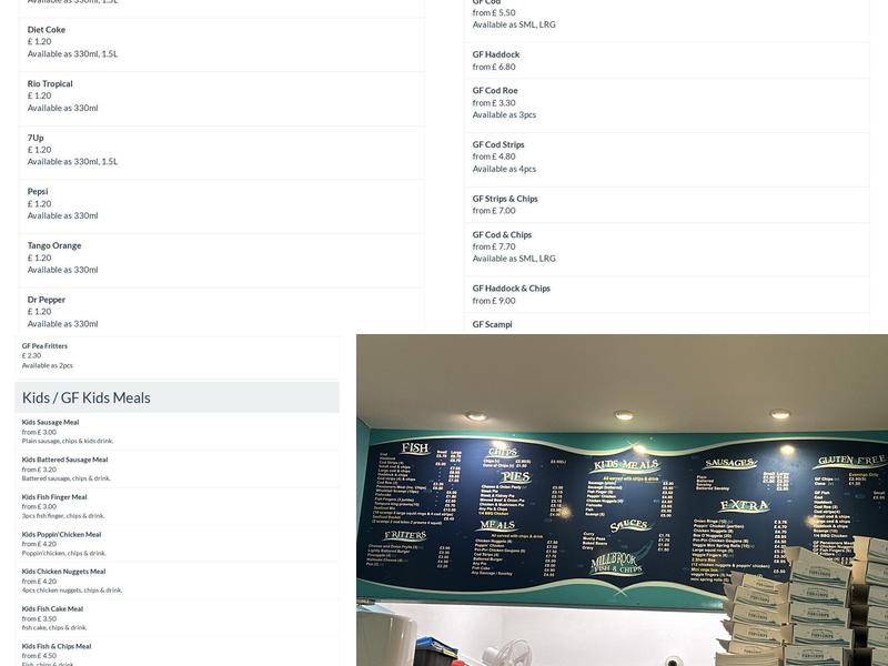 Millbrook Fish & Chips Menu