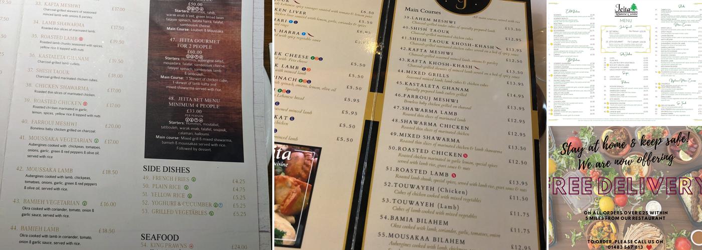 Jeita Restaurant Menu