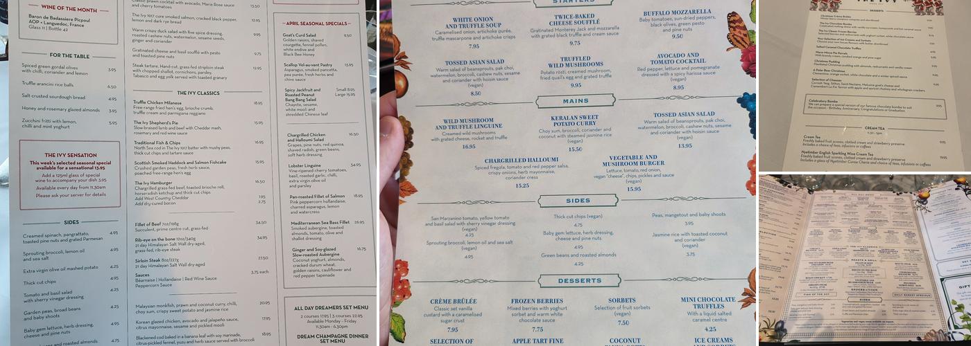 The Ivy Castle View Menu