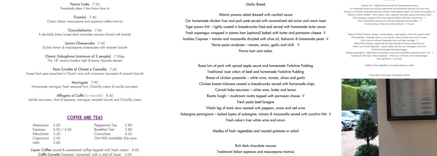 Carlo's Trattoria Menu