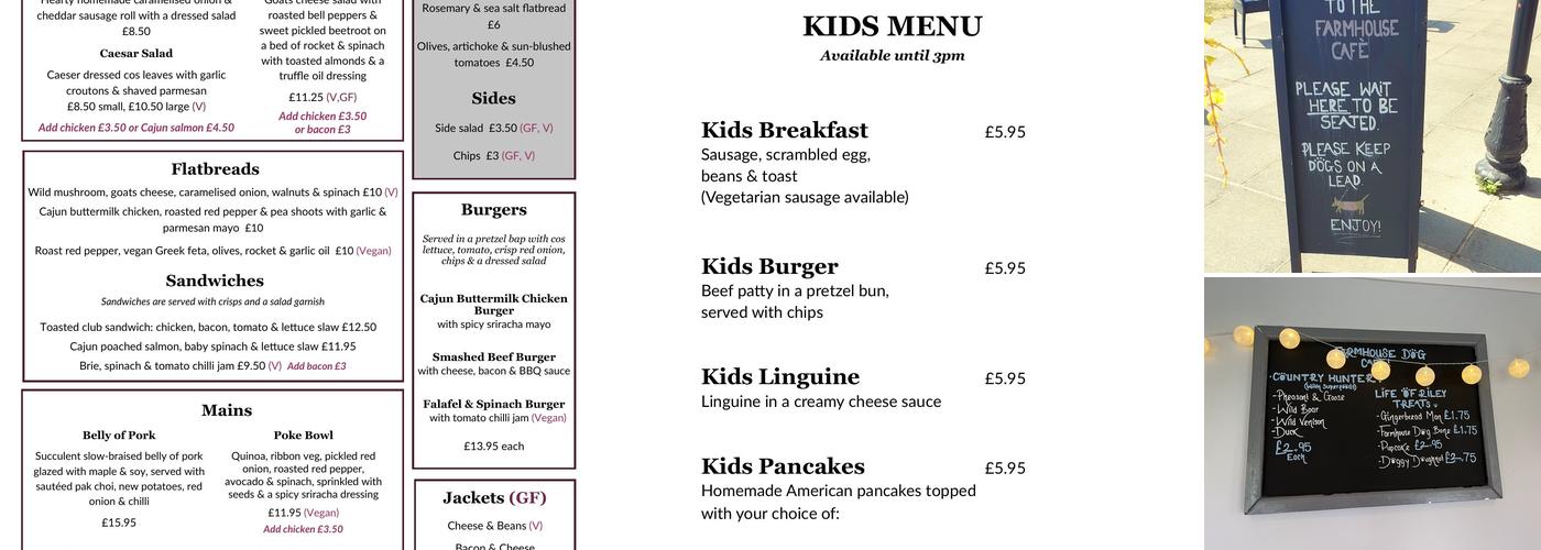 The Farmhouse Restaurant Menu