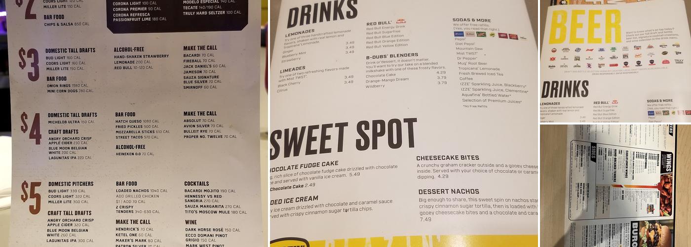 Buffalo Wild Wings Menu