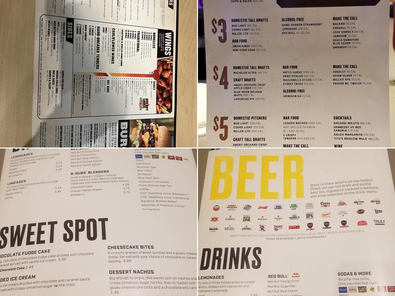 Buffalo Wild Wings Menu