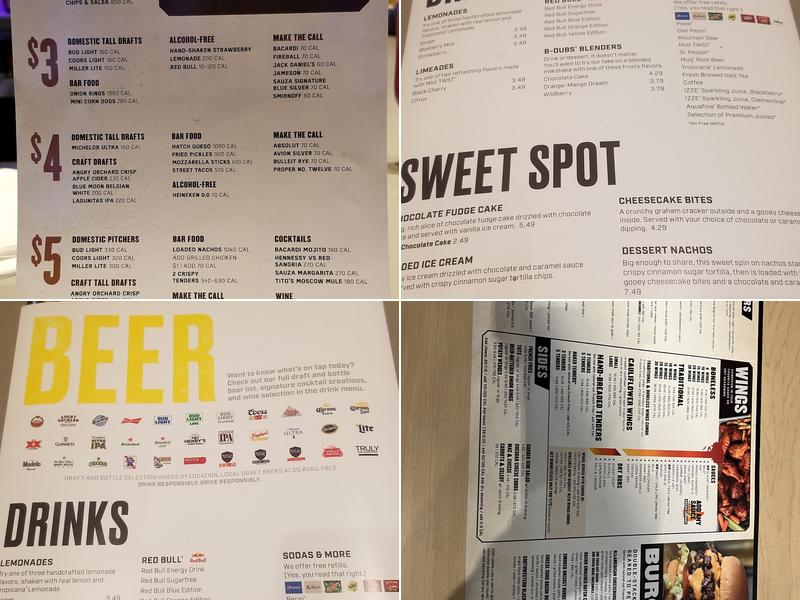 Buffalo Wild Wings Menu