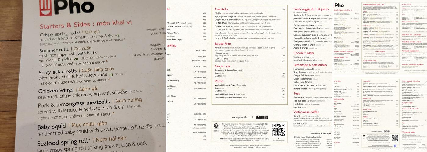 Pho Menu