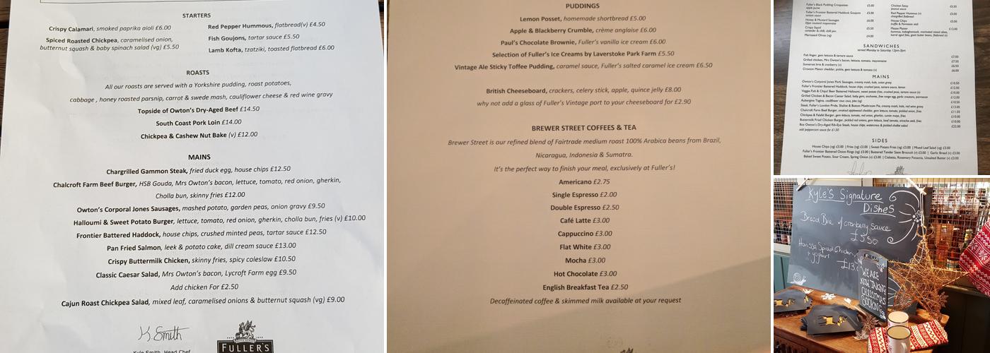 The King's Head, Guildford Menu