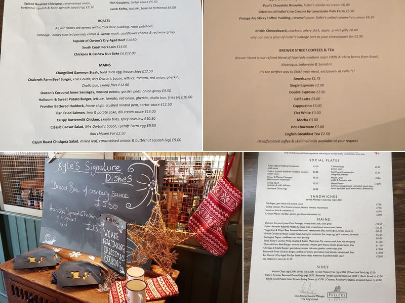 The King's Head, Guildford Menu