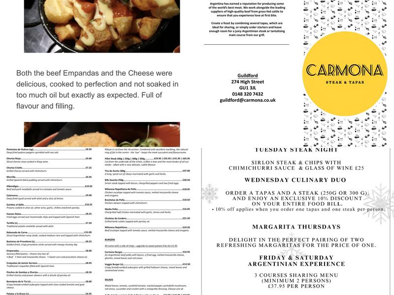 Carmona Steak & Tapas Menu