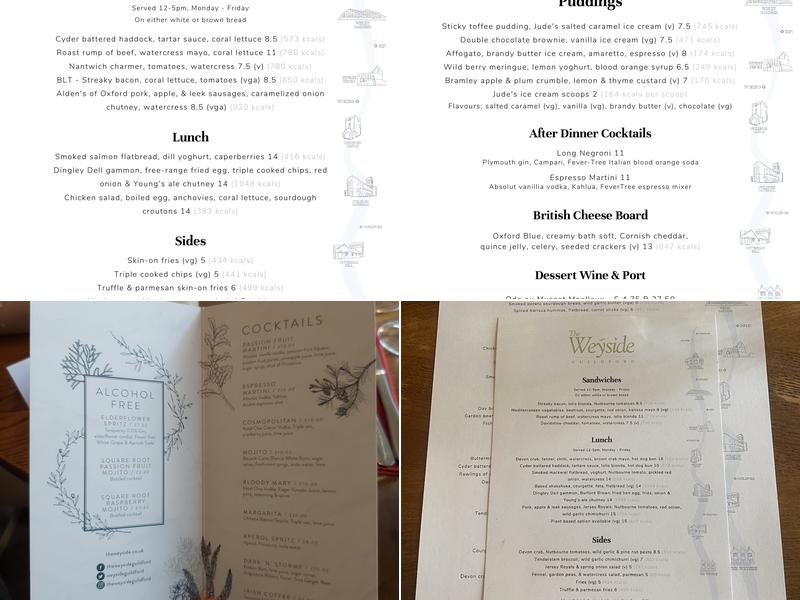 The Weyside Menu