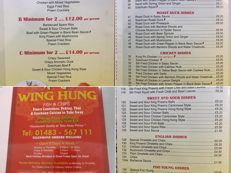 Wing Hung Menu
