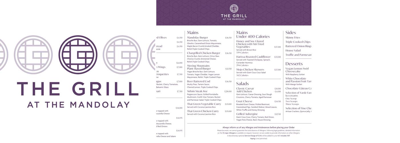 The Grill at the Mandolay Menu